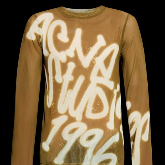 BNWT SS25 ACNE STUDIOS SPRAYED LOGO LS TSHIRT L - Picture 9 of 11